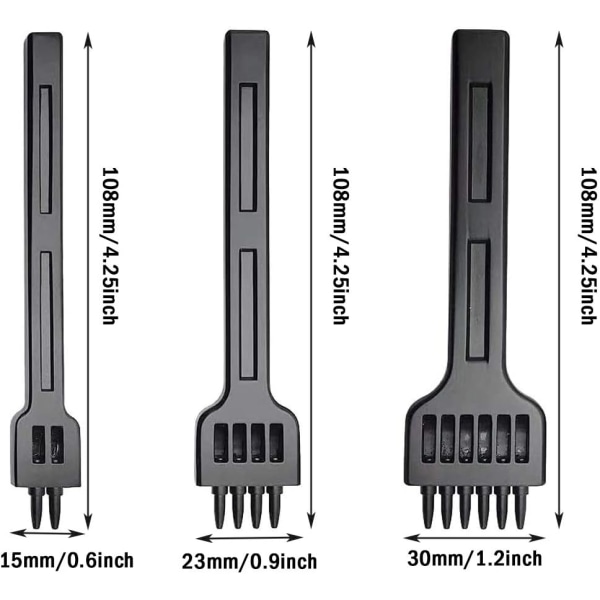 Hålslagsverktygssats, 3 delar läderstansar, läderhantverkshål
