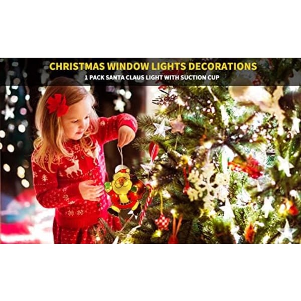 2ST Santa Sucker LED-valot Ikkunalimppuvalo Fairy String Light Tracery