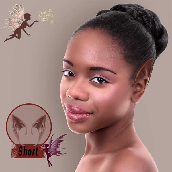 Elf Ears Brown Skin Cosplay - Dark Black Tone Fairy Pixie Soft