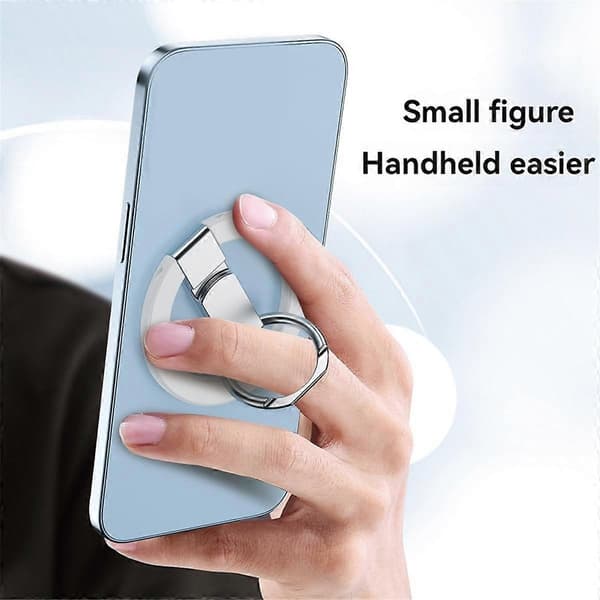 Magnetisk holder, greb til, glitrende rhinsten mobil fingerring hvid