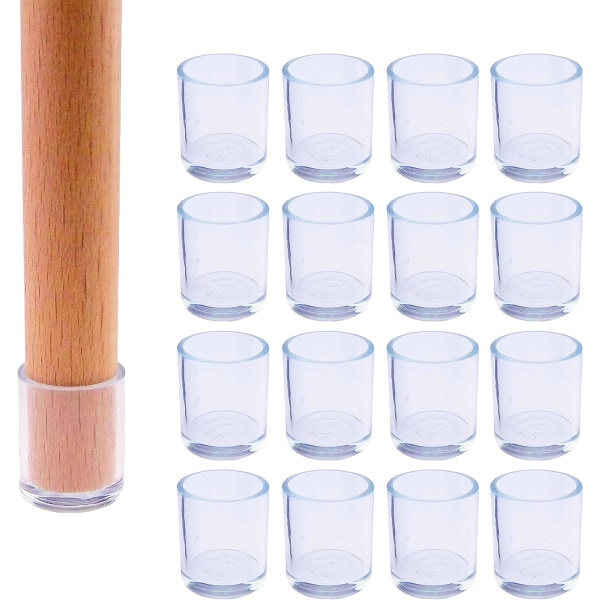 16 stykker stolsbensbeskyttelse Silikon runde puter Diameter: 19 mm