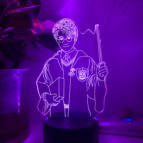 Qinwei Magic Academy Harry Potter Yövalo 3D LED Illuusiolamppu koristeelliseen makuuhuoneen lamppuun lapsille -- Kuvio M (Musta istuin)