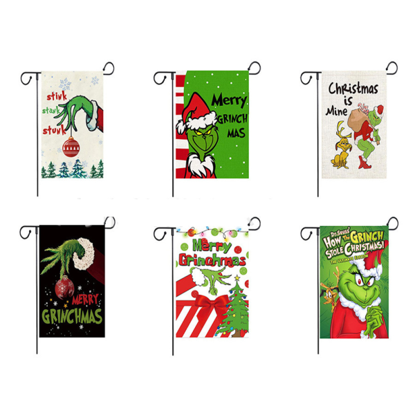 Grinch Christmas Hageflagg Anner Dekor for Winter Farm Yard B
