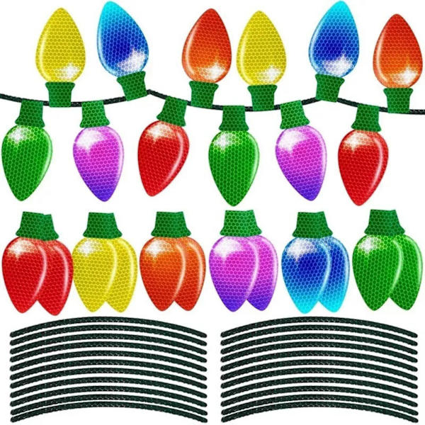 Magneettiset tarrat Auton magneettiset tarrat Joulupukki Valolamppu heijastavat tarrat Large Light Bulb Combination*2