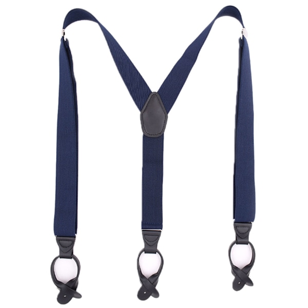 Unisex elastiska hängslen för män Justerbar byxhängslensknapp Navy