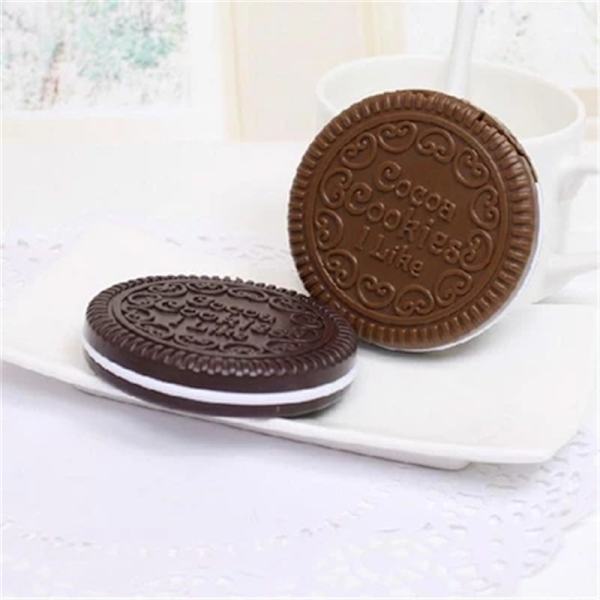 Söt chokladkaka formad modedesign sminkspegel med 1 set (2 stycken, slumpmässig färg) Sunmostar