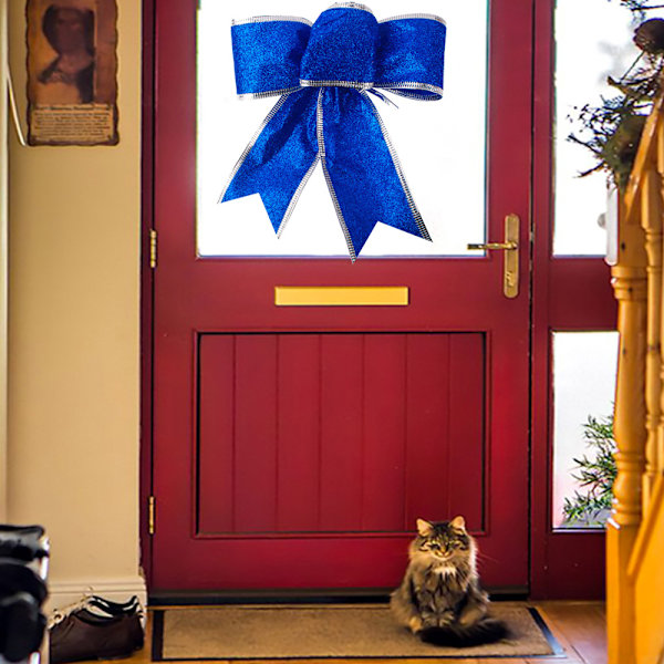 8 stk Glitter julekrans sløyfe juletrepynt blue