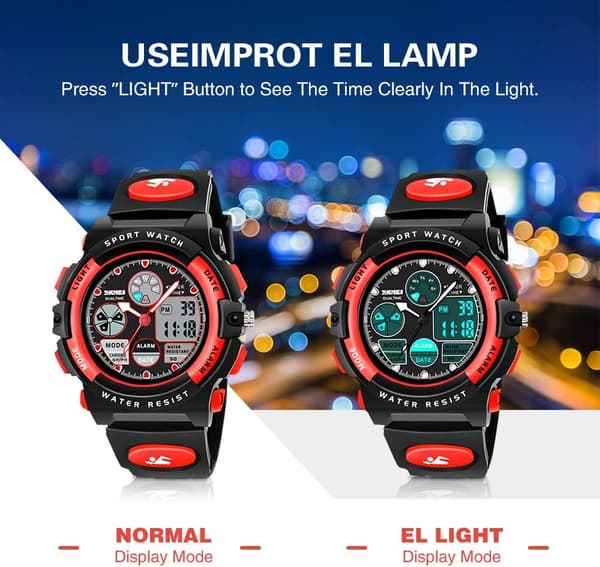 LED vattentät digital watch för barn - presenter och leksaker (röd)