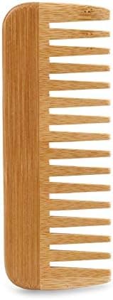 Hårkam av bambu för frisörsalong, böjd fintandad mustaschkam