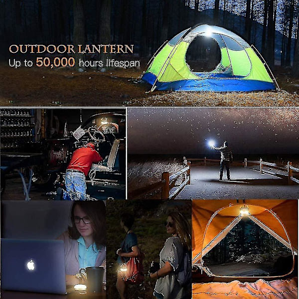 2-pakks oppladbart batteri Campinglykter teltbelysning, vannta