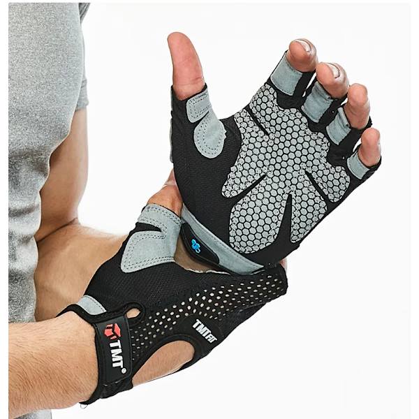 Half Finger Gym Handskar Big Size viktlyftande passform Grey S 17-18cm
