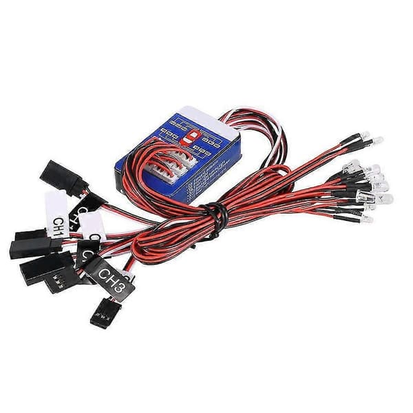 12 LED-belysningssett Styring Brems Simulering Blitslys for 1/10 Yokomo Tamiya HSP HPI RC Bil