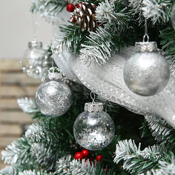 Julgransprydnader, splittersäkra Klara Silver Julgranskulor 30st