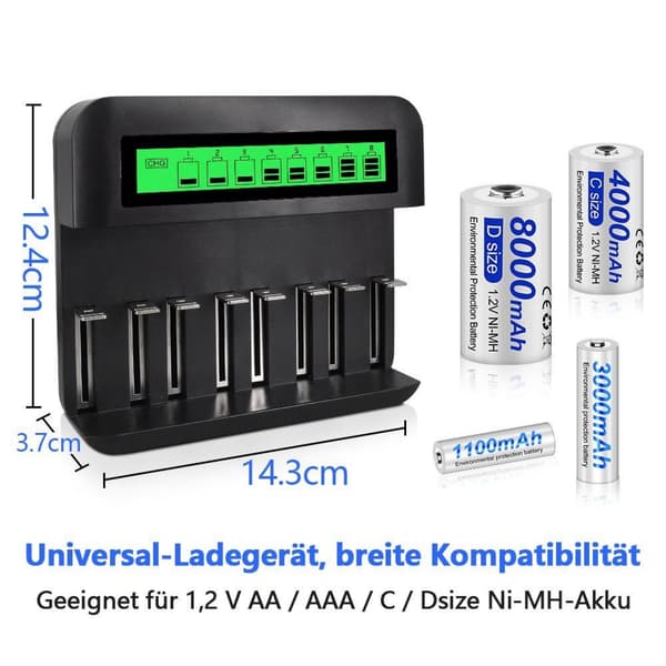Batteriladdare USB-port Typ C-ingång rundcellsladdare