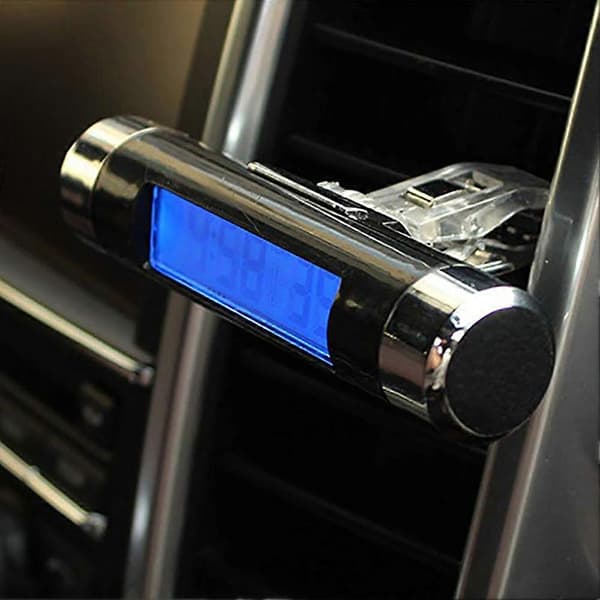 Bilklokke Termometer Tønneformet LCD-skjerm Luftventil Klips På LED Bil Digital Klokke Termometer