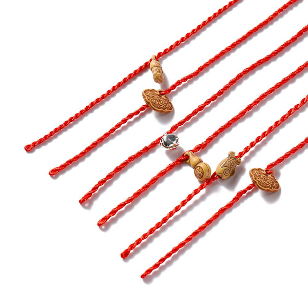 Nyårsgåva Lyckohänder Armband Rött Rep Liten Gåva Armband C One size