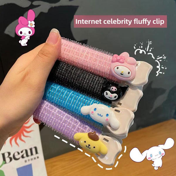 Fluffiga Hårclips med Skalle Topp Set med Lugg Lockigt Hår pink 1pcs