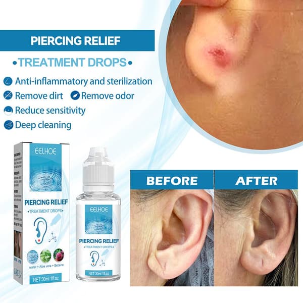30 ml ørehullpleievæske neserensing kroppspiercing reduserer renere allergiformelpleie M0F9