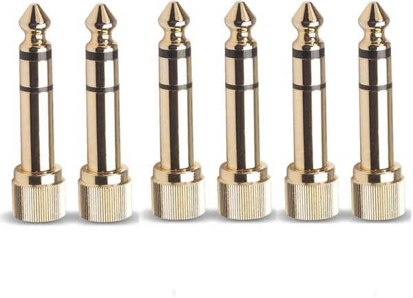 6 stk. Jack forgyldt 6,35 mm han til 3,5 mm hun stikforbindelse -