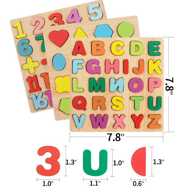 Träpussel Barn Pedagogisk Lärleksak Djurblock Gåva B6 I9M T6Q5 number onesize