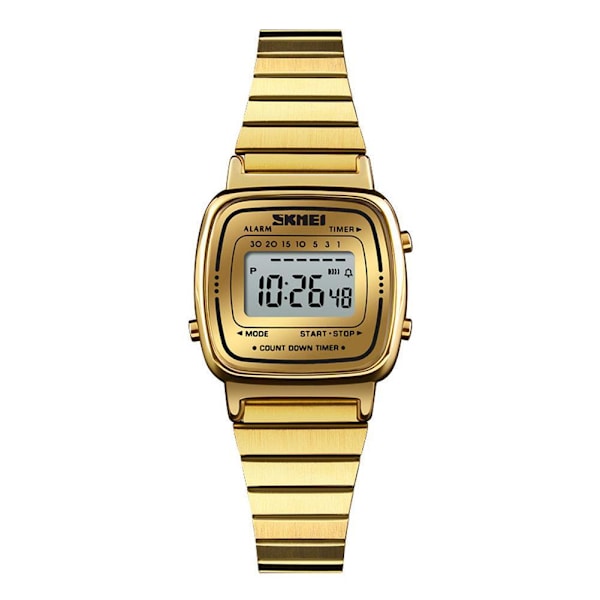 SKMEI Mode Dam Herr Business Digital Klocka Sport Stål Rostfritt Datum Casual Gåva Q3H3 Gold One size
