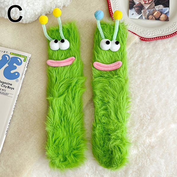 Japanska KAWAII Rumssockor Varma Plysch Mellanhöga Strumpor Flerfärgade Blue One size