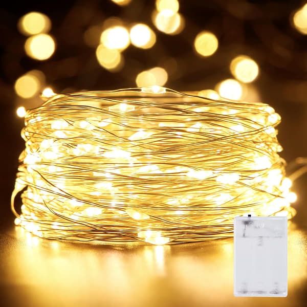 Fairy Lights Batteridrivna, 10m 100LED Vattentäta Lampor | Långvariga Silvertråd Starry Fairy String Lights för Sovrum, Studentrum, Jul, Träd,