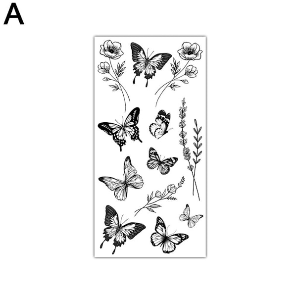 Blomma Ros Blomma Svart Och Vit Blomma Tatuering Dekal  BK-111 1pcs