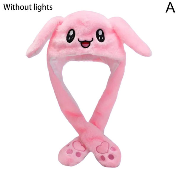 Kaninhatt Öron Kaninhatt med rörliga öron Söt plysch varm hatt Ny F6 pink with lamp