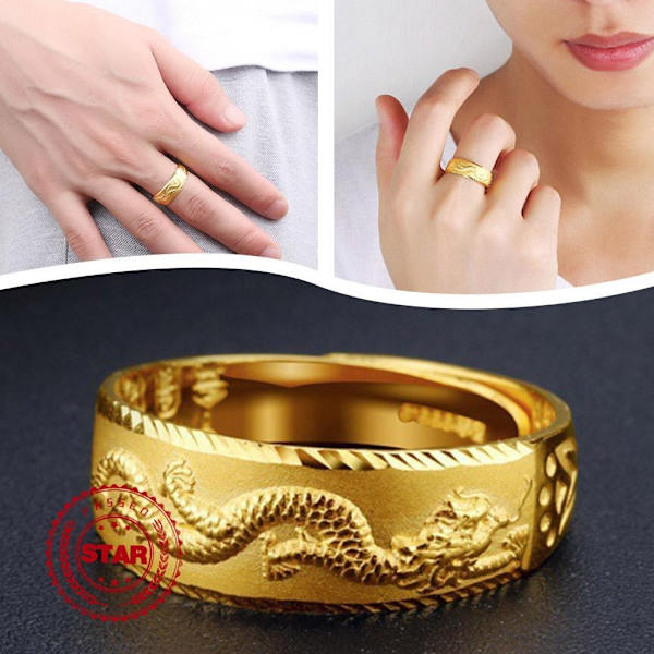 Herr Öppen Ring Dominerande Mode Ring Enkel Retro Herr Bredbrättad Accessoarer Mode W8K2 Golden One size