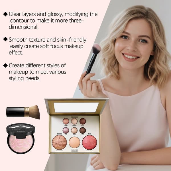 Multifunktionell sminkpalettset - Highlighter, ögonskugga, rouge för jämn applicering