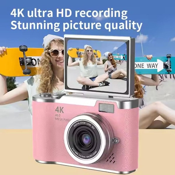 4K Digitalkamera för Fotografering Autofokus, Portabel Retro Kamera Yellow 1 set
