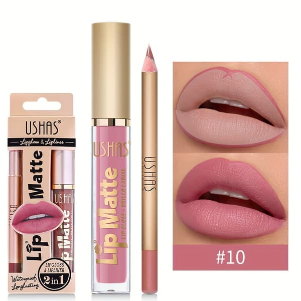 Lipgloss + lipliner + leppefarge + leppestift + langvarig leppepomade CS424A+B