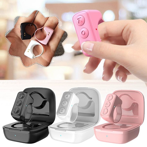 Bluetooth-fjärrkontroll för mobiltelefonkamera för selfies och videoinspelning ∴ Pink 1pcs