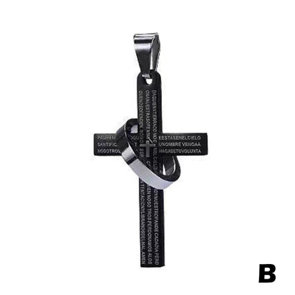 Retro Christian Jesus Single Titanium Scripture Cross Halsband B Black One size