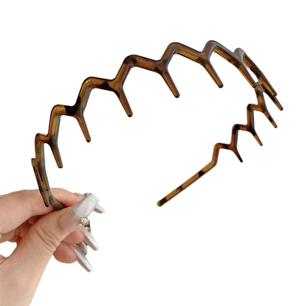 Ansiktsrengörings Zig Zag Hårband - Plast Hajtand Hårkam brown One size