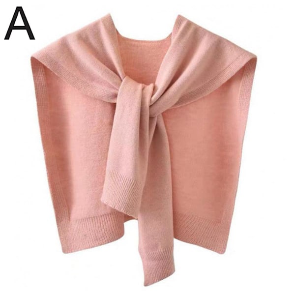 Stickad Sjal Väst-färgad Axel Sjal Tunn Kofta Med Falsk Krage Halsduk L6n0 pink onesize