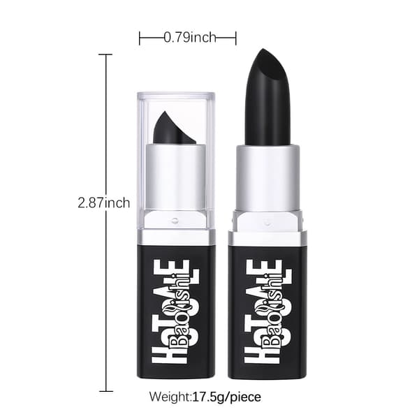 Sort Halloween Læbestift - Mørk Mat Læbefarve til Festlig Makeup Black pearlescent