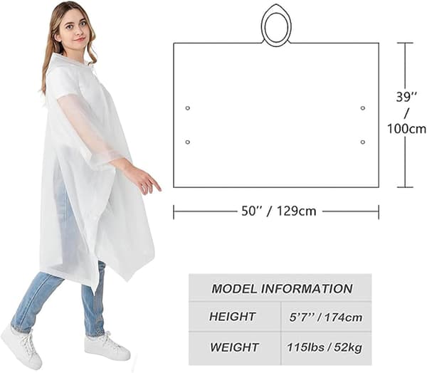 Återanvändbara regnrockar/regnponchos för vuxna