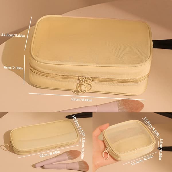 Dame Makeuptaske Mesh Rejseopbevaringstaske E7J0 White MB