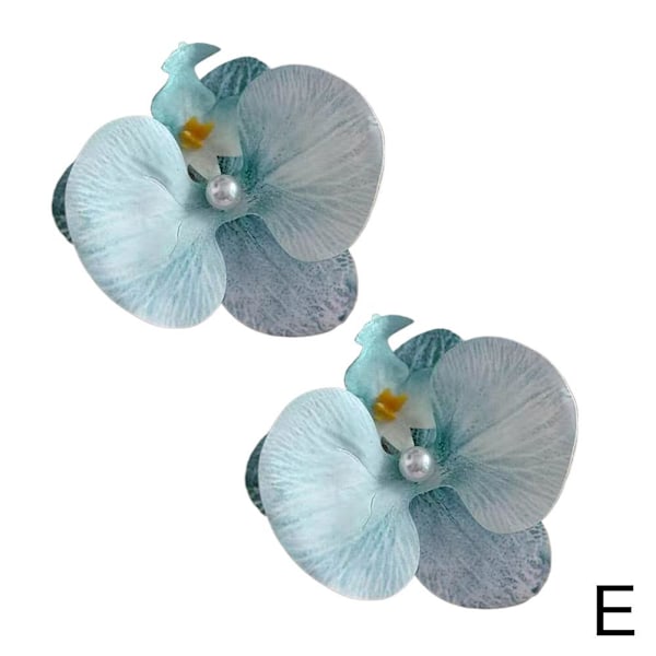 Fjärilsorkidé Pärlformad Hårklämma Orkidéblomma Hårklämma E 2pcs