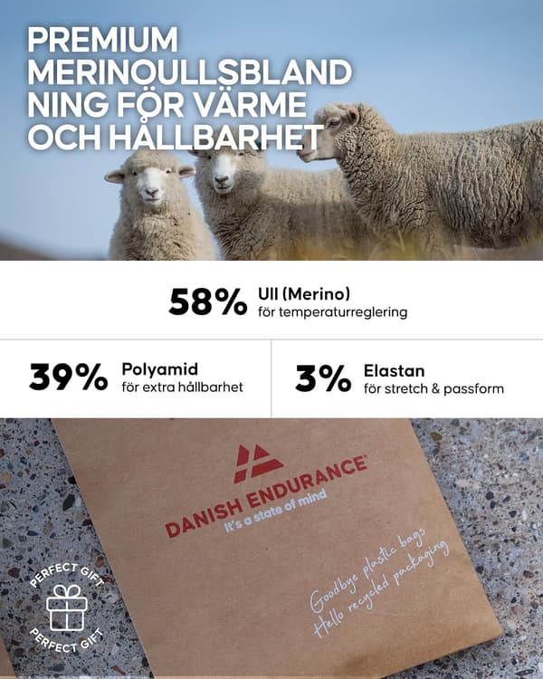 Danish Endurance Merinoull Innerstrumpor, Vandringsstrumpor, Förebygger Blåsor