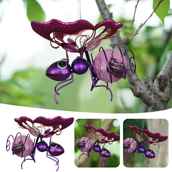 Solcellsdriven Hängande Bi-lampa, Metall LED Utomhus Insekter med Bou purple 1pcs