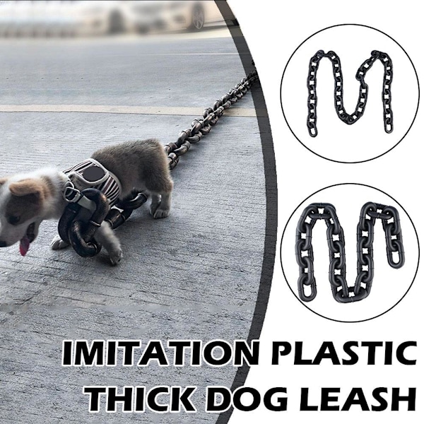 Imitation Plast Stor Järnkedja Tjock Hundkoppel Hundpromenad S Black S