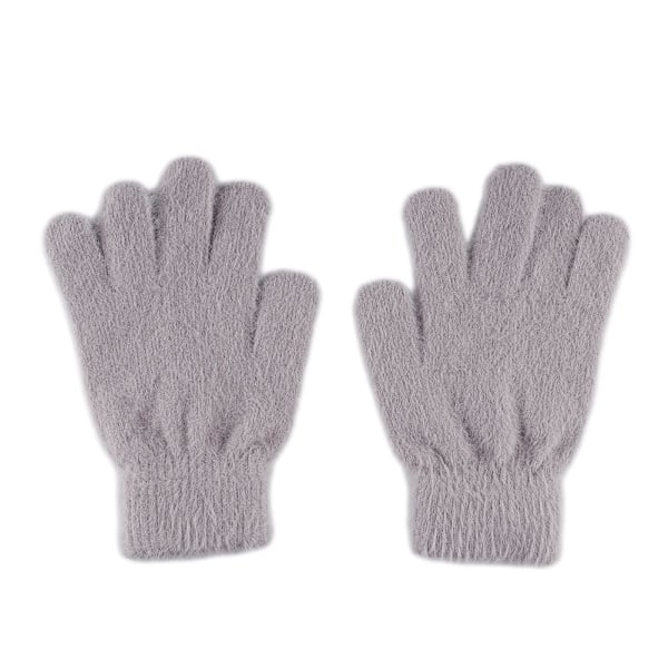 2x Mink Sammet Tjocka Handskar Fluffiga Päls Helfingerhandskar Vantar Varma Gl`AU. Gray One size