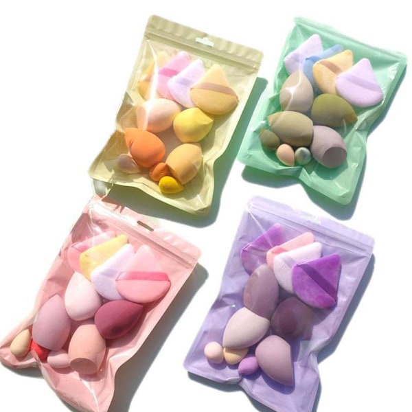 11 st Sminksvamp Set Makeup Ägg Tumme Puderpuff Mini Puff Bomullspuder A4E5 green 11pcs