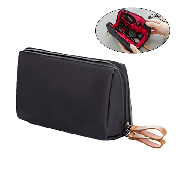 Multifunktionell Portabel Sminkväska Rese Toalettartiklar Väska L1i3 black red 1pcs