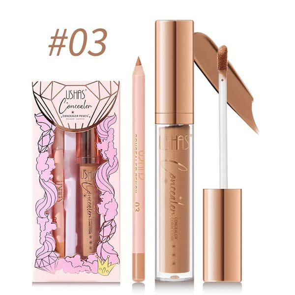 Concealer + Lip Liner Sæt, Vandfast Øjenskyggestift, Highlighter, Mat CS420A