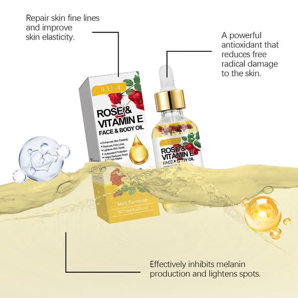 Ruusu E-vitamiini ravitseva kasvoöljy hehkuvalle iholle, 84ml