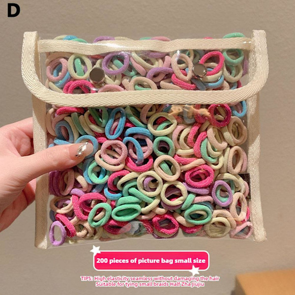 200 st Färgglada Barn Elastiska Små Hårband Gummiband Rep Hästsvans B One size
